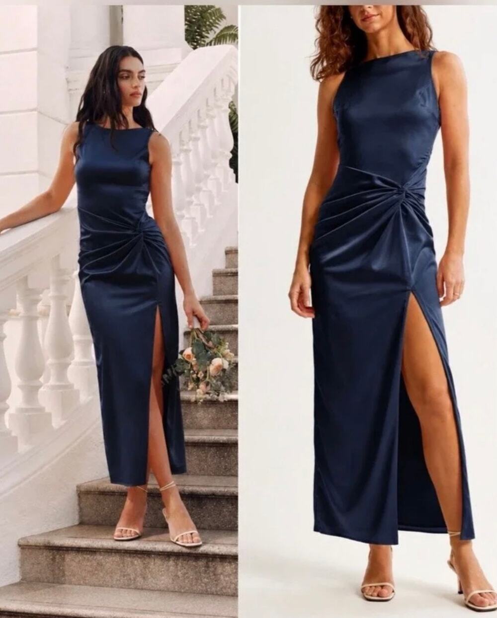 New without Tags Abercrombie & Fitch Draped Wrap Skirt Satin Dress Tall